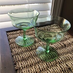 Uranium Drinking Glasses Set Of 2 vintage green cocktail wine